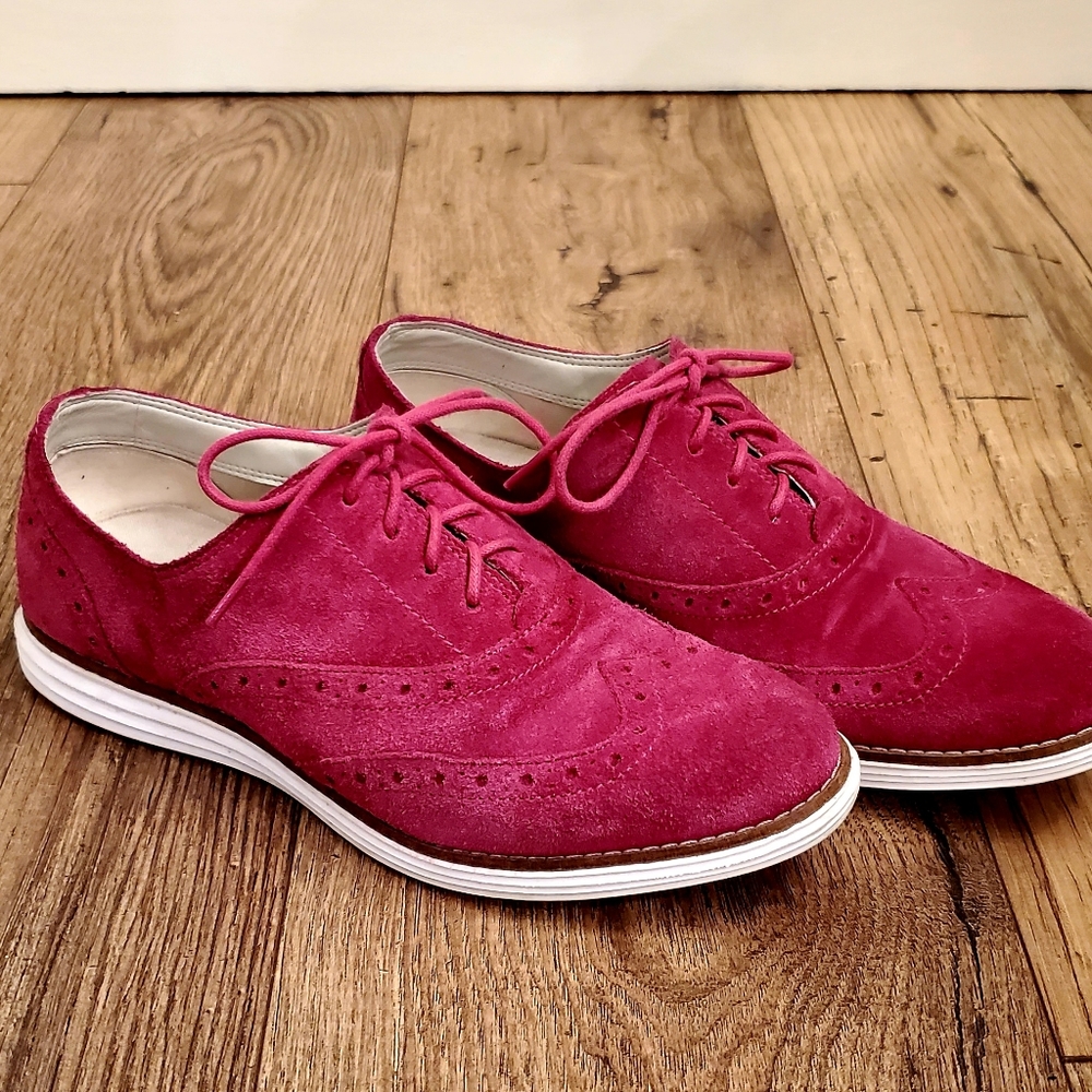 Cole Haan Lunargrand Pink Oxford Suede Wingtips Waterproof Women’s 7B